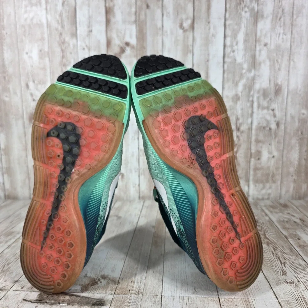 Nike Zoom All Out Flyknit Women Running Shoes‎ Teal Orange Sz 7.5